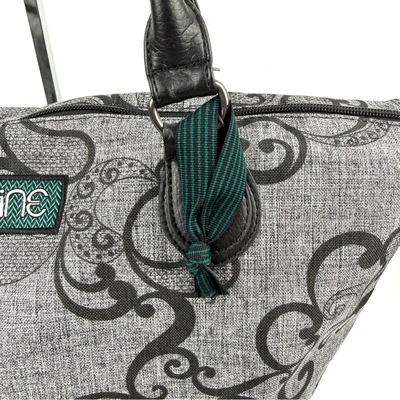 Dakine Tote Bag Gray Green Canvas Paisley Floral Packable Shoulder Bag - Picture 3 of 13